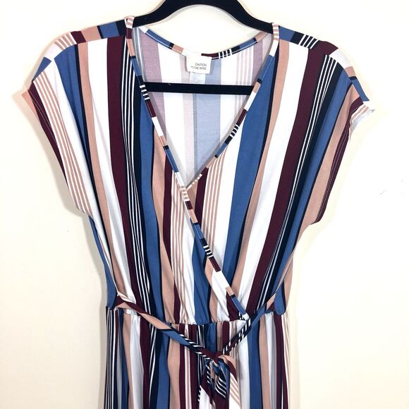 Women’s Jumpsuit Bundle Size M Stripe & Gray Wrap Style Sleeveless 2 Piece Lot - Picture 3 of 10